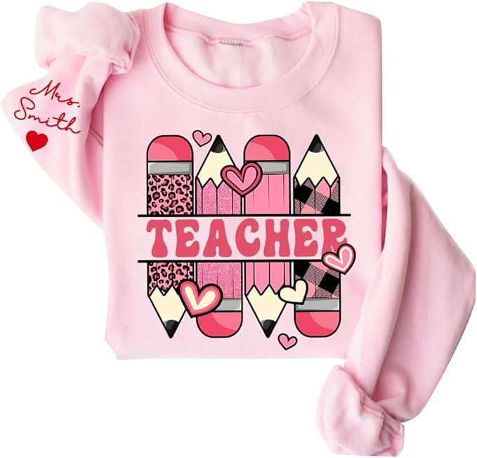 IZI POD Personalized Teacher Valentines Day Sweatshirt, Teaching Sweethearts Teacher Shirts, Gift... | Amazon (US)