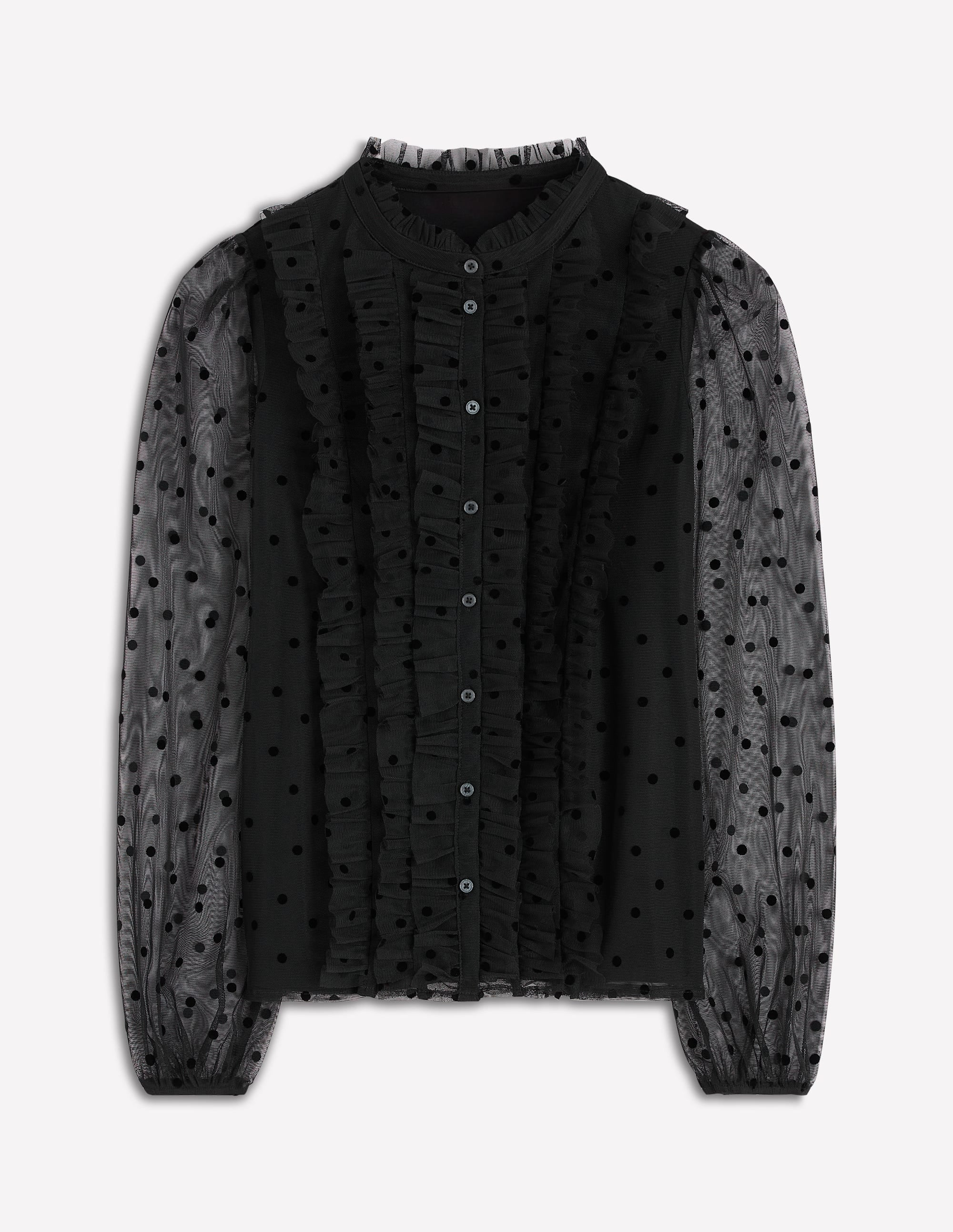 Frilled Tulle Blouse-Black | Boden (US)