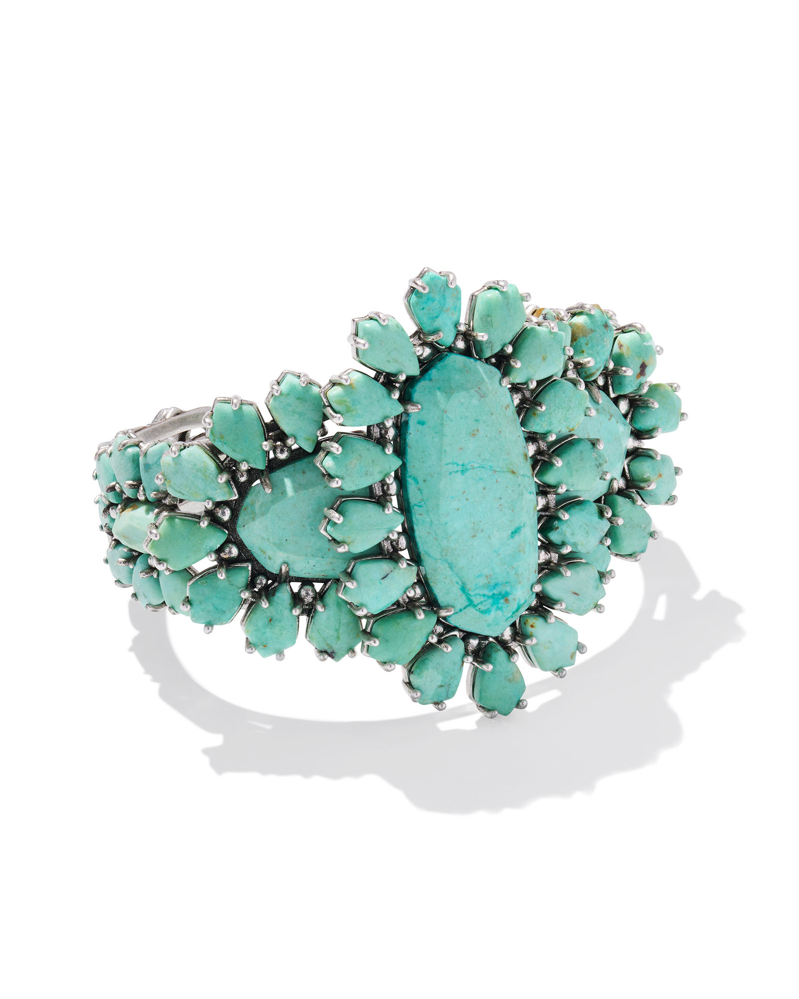 Flynn Vintage Silver Statement Cuff Bracelet in Sea Green Chrysocolla | Kendra Scott