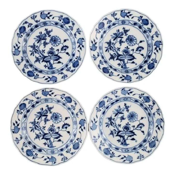 Blue Onion Dinner Plates in Hand-Painted Porcelain from Meissen, Set of 4 | Chairish