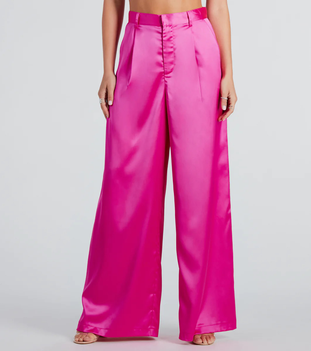 Power Vibe Satin Wide-Leg Trouser Pants | Windsor Stores