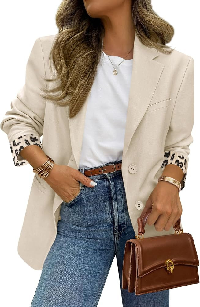 PRETTYGARDEN Womens Open Front Leopard Blazers Suit Jackets | Amazon (US)