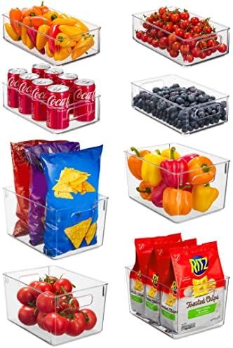 Amazon.com: Set Of 8 Refrigerator Pantry Organizer Bins - 4 Big And 4 Small Clear Food Storage Ba... | Amazon (US)