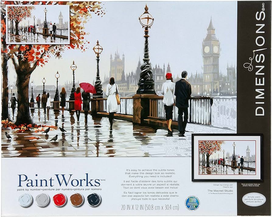 Dimensions PaintWorks Thames View Paint by Number Kit for Adults and Kids, Finished Size 20" x 12... | Amazon (US)