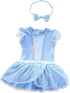 Dressy Daisy Baby Girls Princess Dress Onesie Bodysuit Romper Halloween Costume with Headband Siz... | Amazon (US)