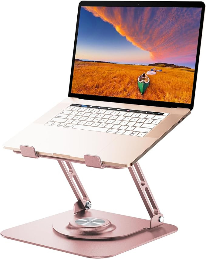 Laptop Stand for Desk, Adjustable Computer Stand with 360° Rotating Base, Ergonomic Laptop Riser... | Amazon (US)