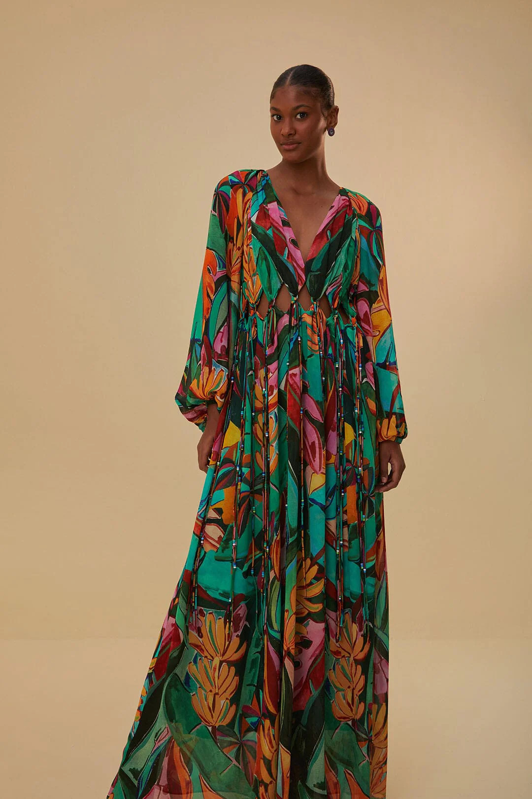 banana foliage v neckline maxi dress | FarmRio (US)
