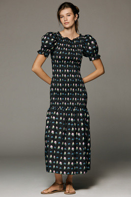 Lisa Says Gah Soho Puff-Sleeve Midi Dress | Anthropologie (US)