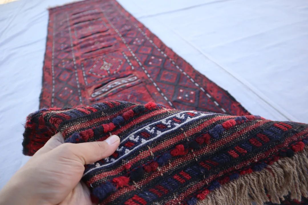 1.8x7.6 ft Runner Rug 1940s Antique Handmade Mashwani Kilim Rug- Afghan Vintage Rug- Turkmen Boho... | Etsy (US)