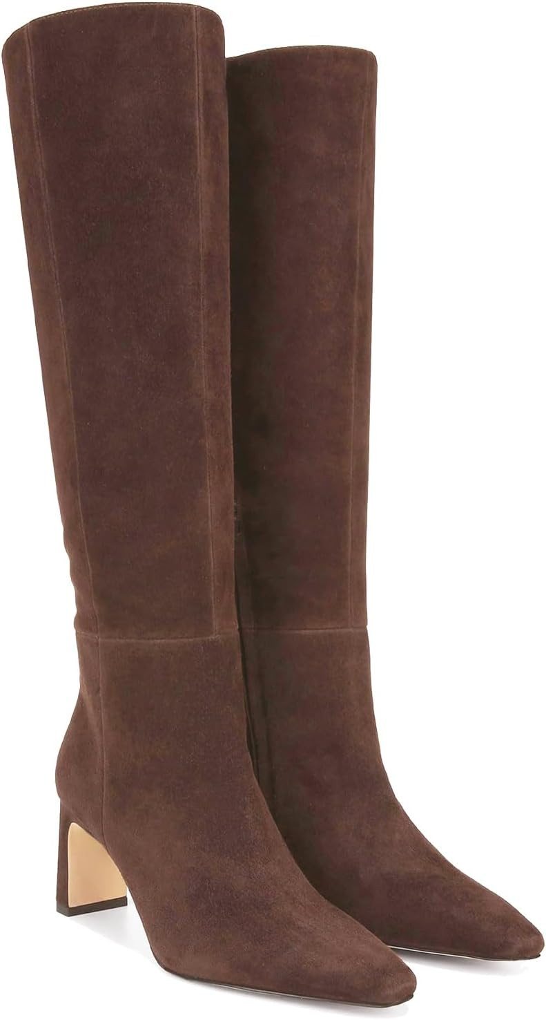 Knee High Boots for Women Square Toe Chunky Block Heeled Side Zipper Tall Boots Wide Calf Dress Long Boots | Amazon (US)