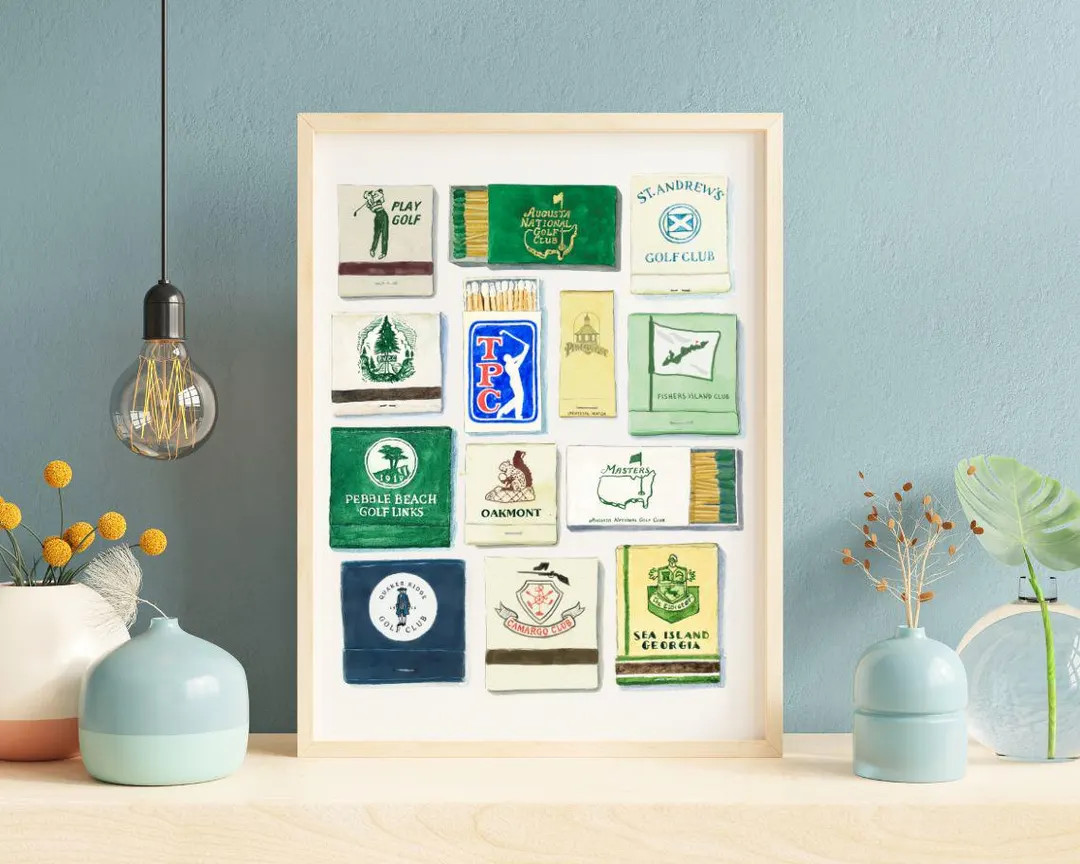 Famous Golf Courses Matchbook Covers Collection - Watercolor Art Print - Unique Golf Gift | Etsy (US)