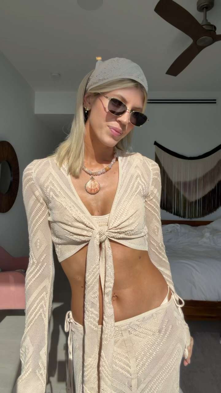 Good morning from the Bahamas 🌴🐚✨ Wearing this DW crochet coverup set & my new vanilla swim. Paired it with a crochet bandana, wicker bag & sunnies for the perfect island vibe! 

 #LTKootd #LTKSwim #LTKTravel