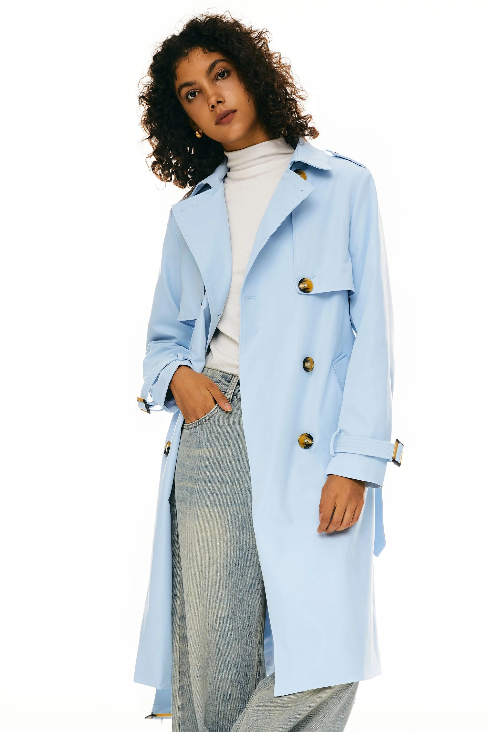 Orolay Women's 3/4 Length Belted Double-Breasted Trench Coat | Orolay