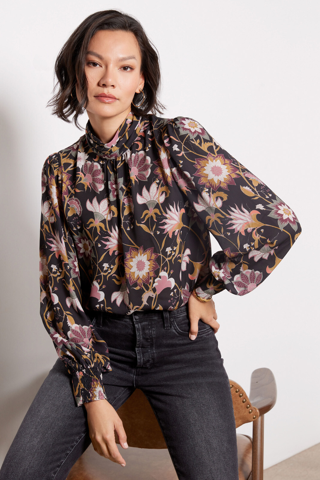 Ella Gathered Neck Blouse | Evereve