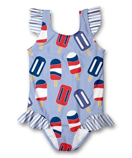 Periwinkle Ice Pops Ruffle-Accent One-Piece - Infant, Toddler & Girls | Zulily