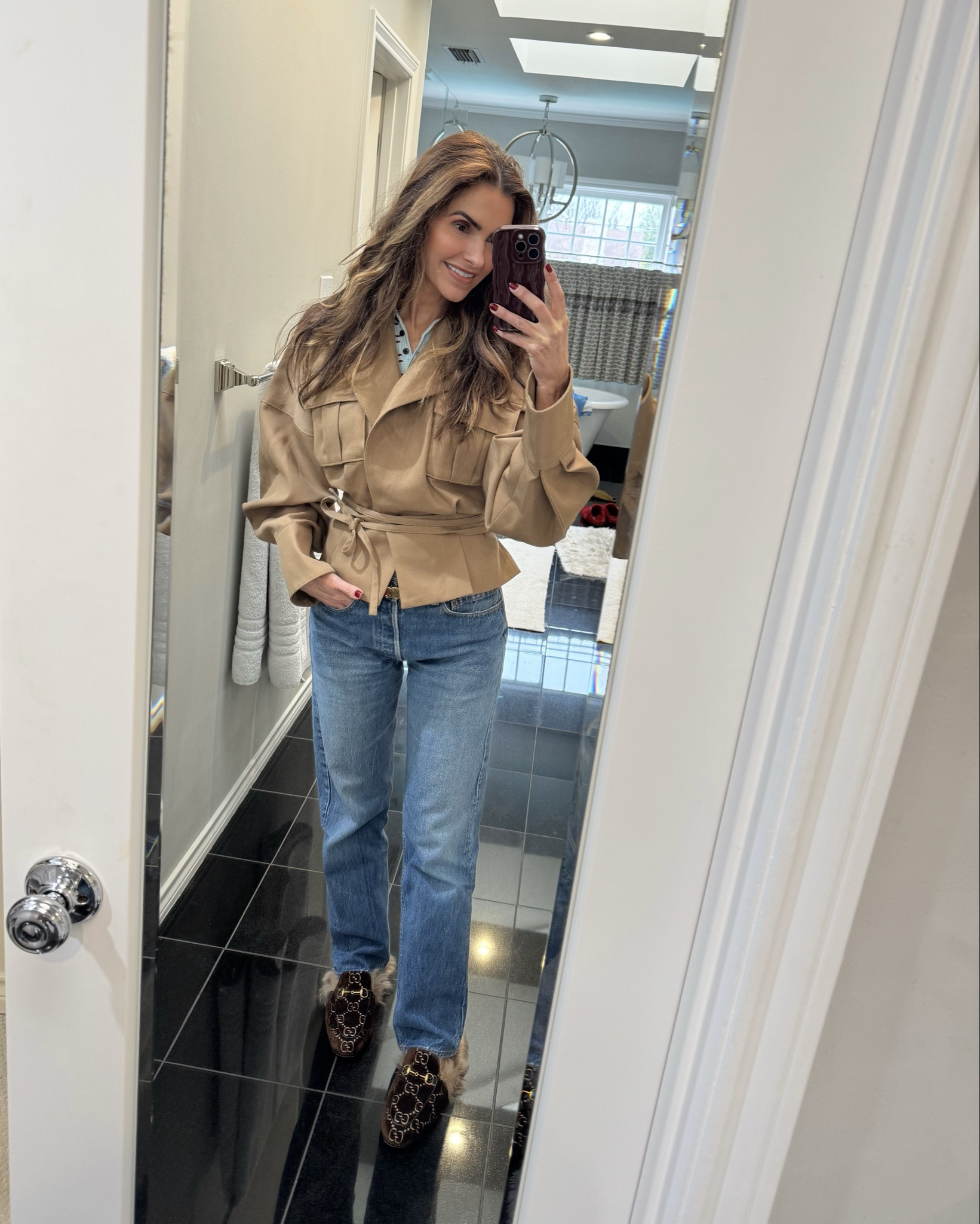 #ootd shop my chic blazer (that comes w matching pants too) & comfy sweater, fav belt, vintage denim & fur flats too🤎

#LTKWorkwear #LTKSaleAlert #LTKStyleTip