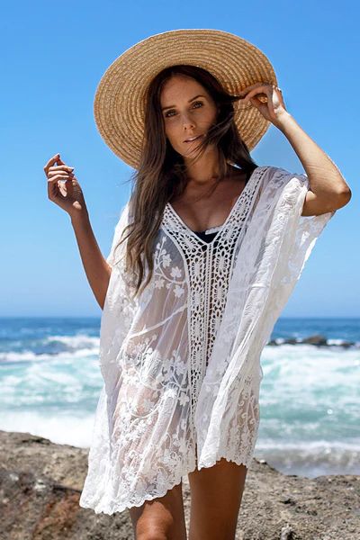 White Lace Crochet Cover Up | Cupshe