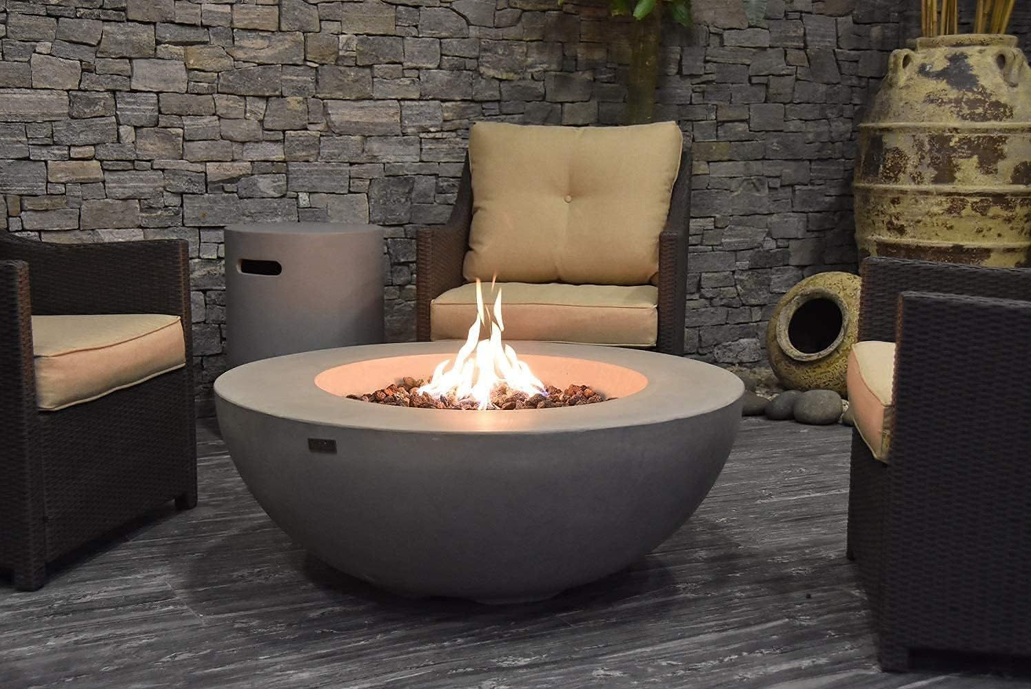 Elementi Lunar Bowl Cast Concrete Fire Table, Outdoor Fire Pit Fire TablePatio Furniture, Stainle... | Amazon (US)