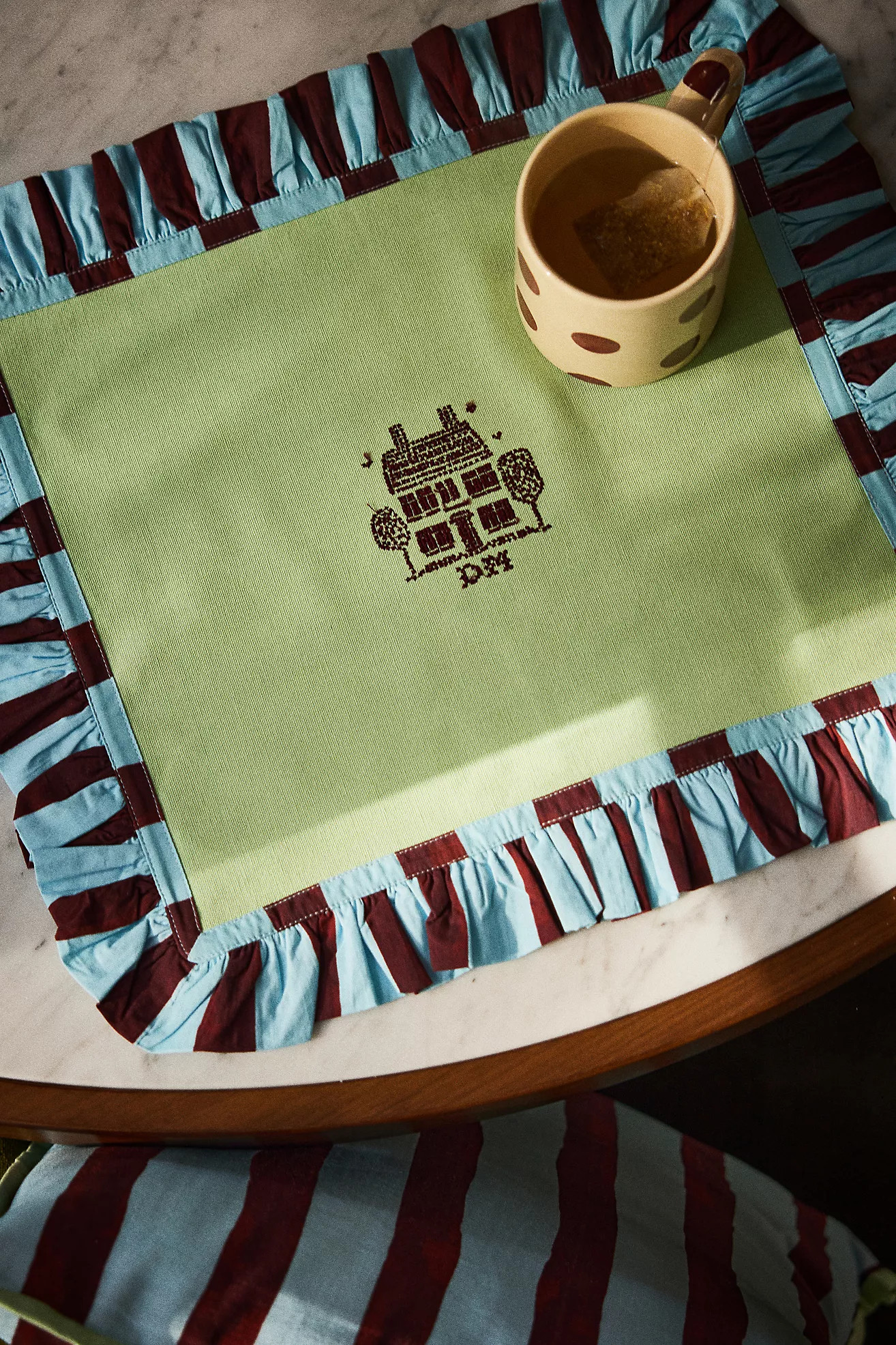 Damson Madder Ruffle Embroidered Placemats, Set of 2 | Anthropologie (UK)