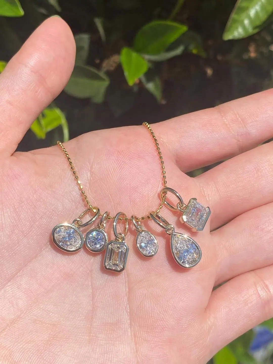 Pear Bezel Necklace, East West Oval Bezel Set Pendant, Solitaire Round Moissanite Pendant, Emeral... | Etsy (US)