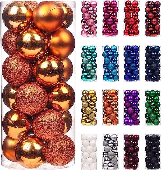 Emopeak 24Pcs Christmas Balls Ornaments for Xmas Christmas Tree - Mini Shatterproof Christmas Tre... | Amazon (US)