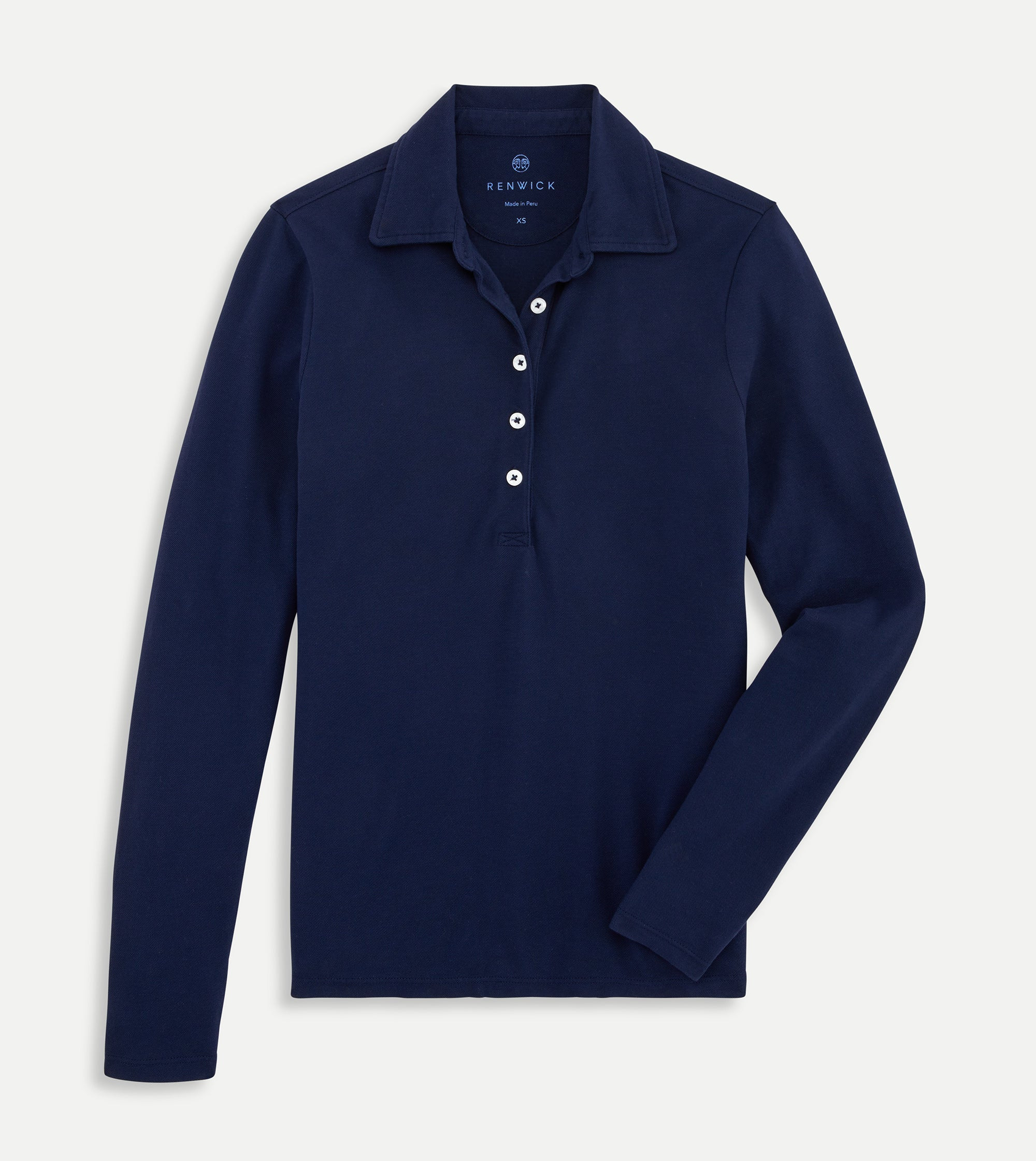 Renwick Solid Cotton Long Sleeve Polo | Renwick Golf