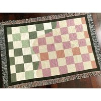 Funky Checkers Blanket, Woven Throw Blanket, Cotton Blankets, Checker Funky | Etsy (US)