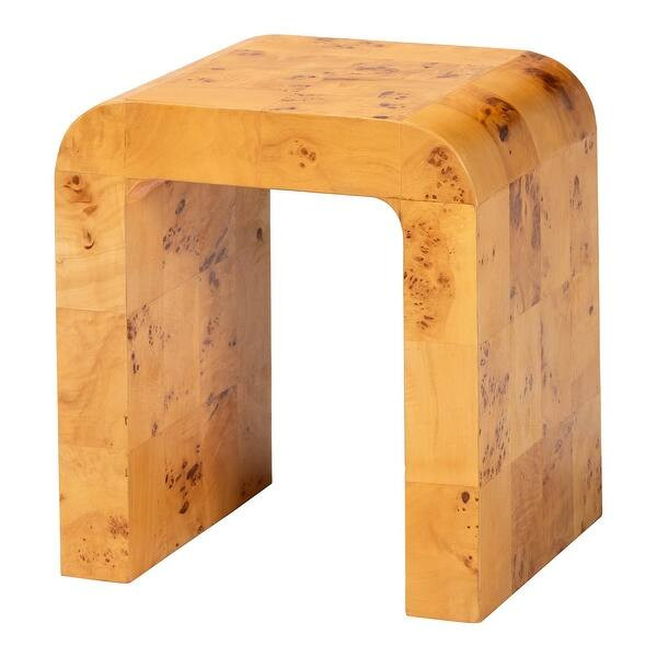 Revelle Modern and Contemporary Natural Light Mappa Burl Wood End Table | Bed Bath & Beyond