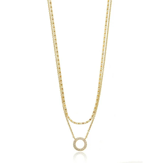 Time and Tru Women's Goldtone Open Circle Necklace Set, 2 Pieces | Walmart (US)