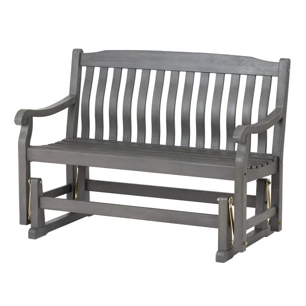 Better Homes & Gardens Delahey Wood Outdoor Glider Bench - Gray - Walmart.com | Walmart (US)