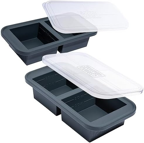Souper Cubes 2 Cup Silicone Freezer Molds with Lids – Soup Cubes for Freezing Lasagna, Leftover... | Amazon (US)