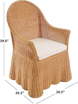 SAFAVIEH Couture Collection \u2013 Hylda Natural Rattan Dining Chair, Fully Assembled Woven Side ... | Amazon (US)