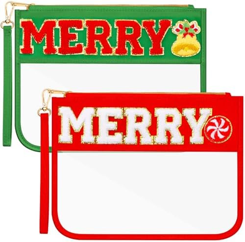 Remerry 2 Pcs Halloween Christmas Chenille Letter Clear Pouch Candy Treat Snack Goodie Bag PVC Ma... | Amazon (US)