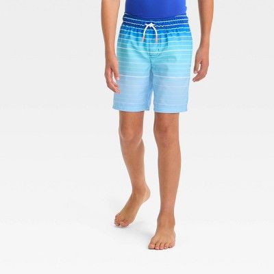 Boys' Ombre Striped Design Swim Shorts - Cat & Jack™ Blue | Target