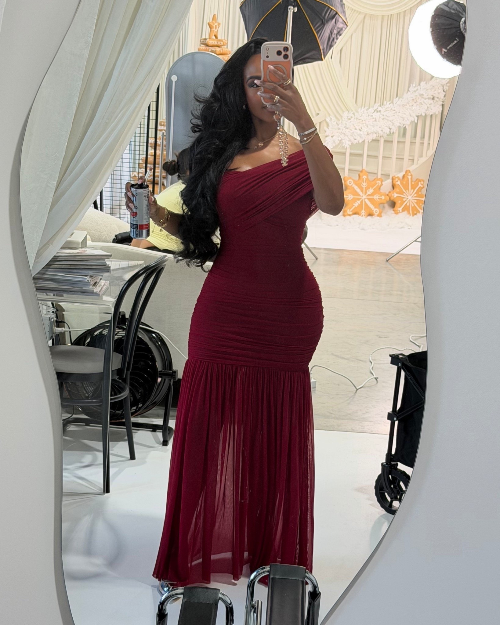 A Valentine’s moment that speaks for itself — soft, romantic, and made to turn heads.  
This silhouette hugs in all the right places with delicate ruching and movement that feels effortlessly elegant.

Perfect for Valentine’s Day dinner, date night, weddings, or any romantic evening out.

📏 Sizing & Fit:  
Size Small  
Height: 5’4”  
Bust: 34D  
Waist: 27”  
Hips: 40”  

This is one of those timeless pieces you’ll reach for year after year — the kind of dress where the cost per wear keeps dropping because it never goes out of style.

Tap to get details and save this look for later 💌

Follow me on Instagram and YouTube @kirasfashionfinds