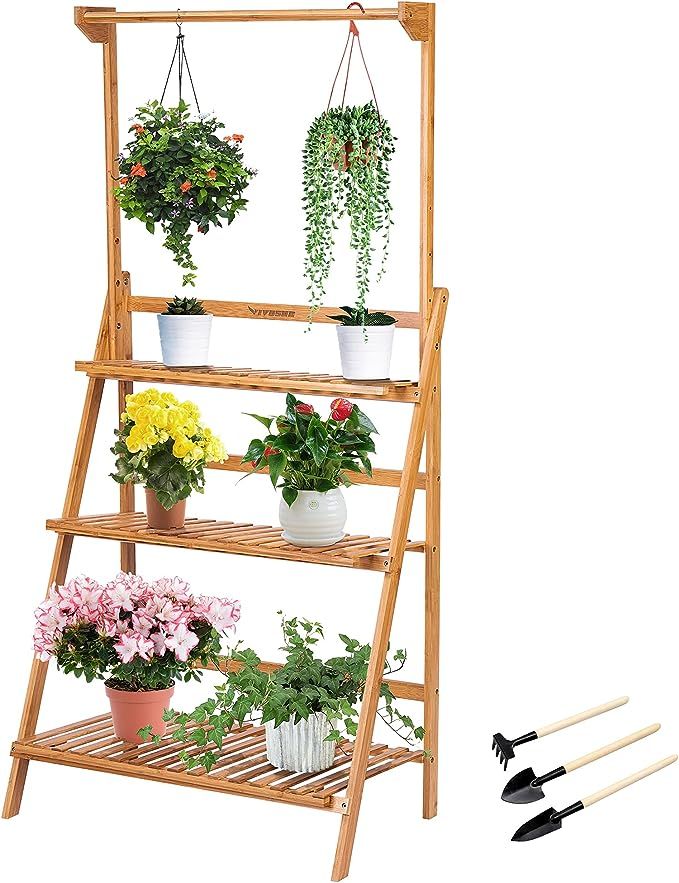 VIVOSUN Plant Stands for Indoor Plants 3 Tier Bamboo Hanging Plant Stand Foldable Planter Shelves... | Amazon (US)