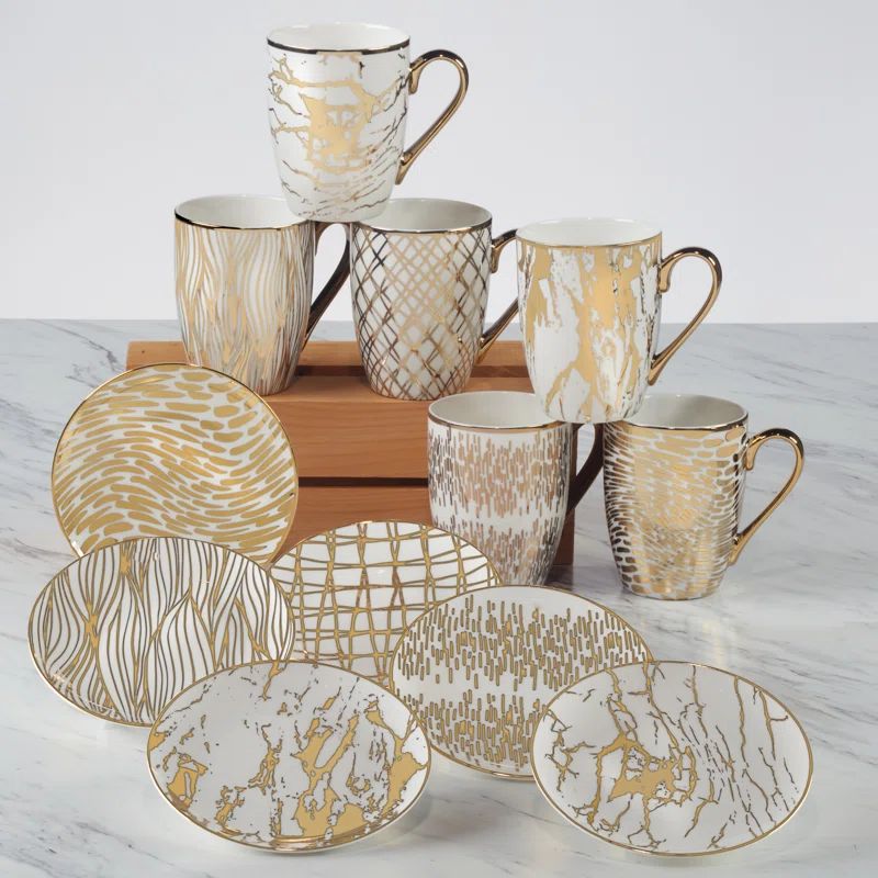 Certified International Set Of 6 Gold Plated Mugs | Wayfair North America
