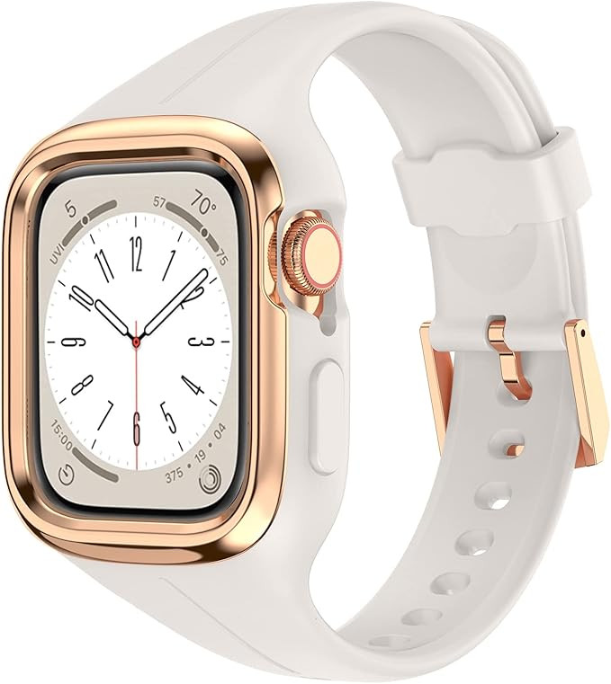 OUHENG Compatible with Apple Watch Band 41mm 40mm 38mm with Bumper Case, Women Sport Strap with R... | Amazon (US)