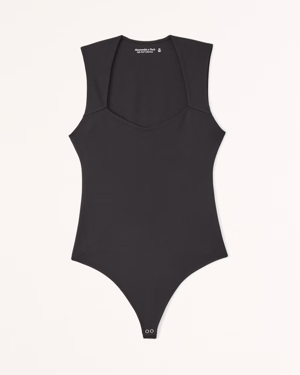 Ponte V-Neck Portrait Bodysuit | Abercrombie & Fitch (US)