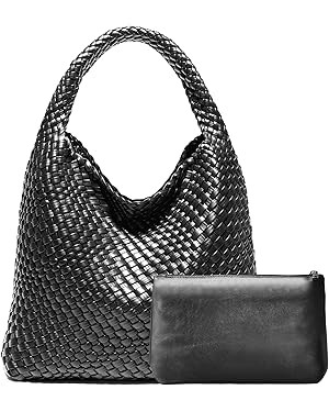 Woven Bag Purses and Handbags Woven Vegan Leather Tote Shoulder Top-Handle Bag With Purses for Wo... | Amazon (US)