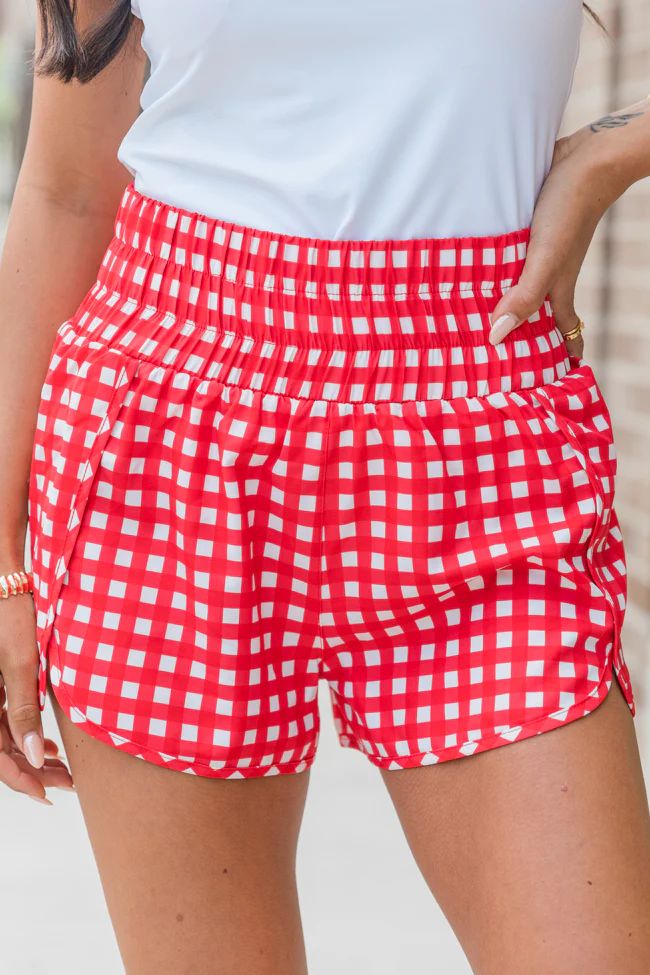 Errands to Run Red Gingham High Waist Shorts | Pink Lily
