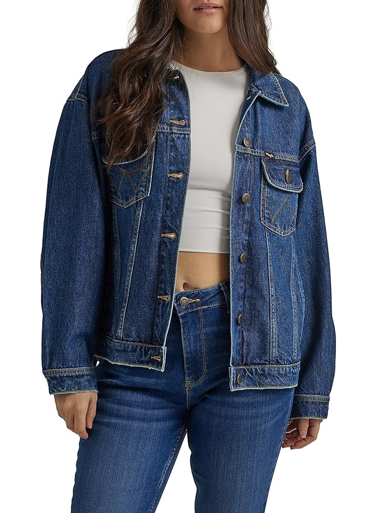 Wrangler Women's Relaxed Fit Girlfriend Denim Jacket | Amazon (US)
