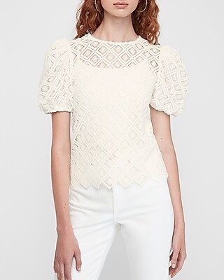 Lace Puff Sleeve Tee | Express
