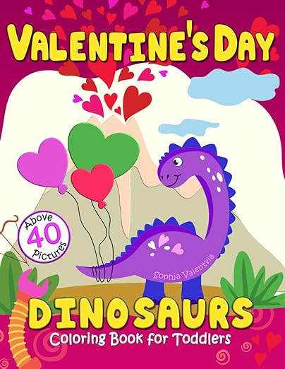 Valentine's Day Dinosaurs Coloring Book for Toddlers: Cute Monsters, Diggers, Truck, Hearts and S... | Amazon (US)