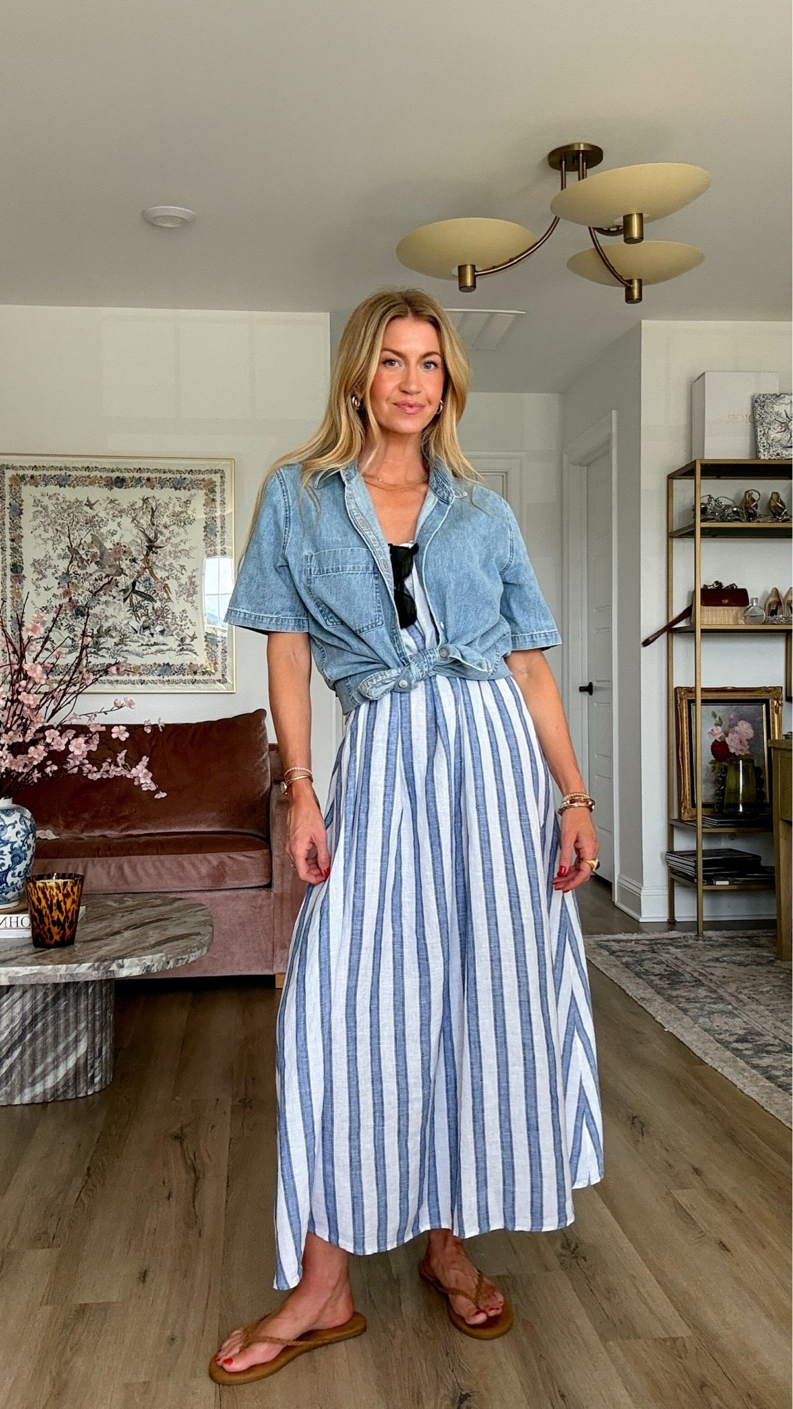 Picky girl linen dress + denim top. 
Dress: runs TTS, wearing size small 
Denim top: runs oversized, wearing size small

#LTKootd #LTKgrwm #LTKSeasonal