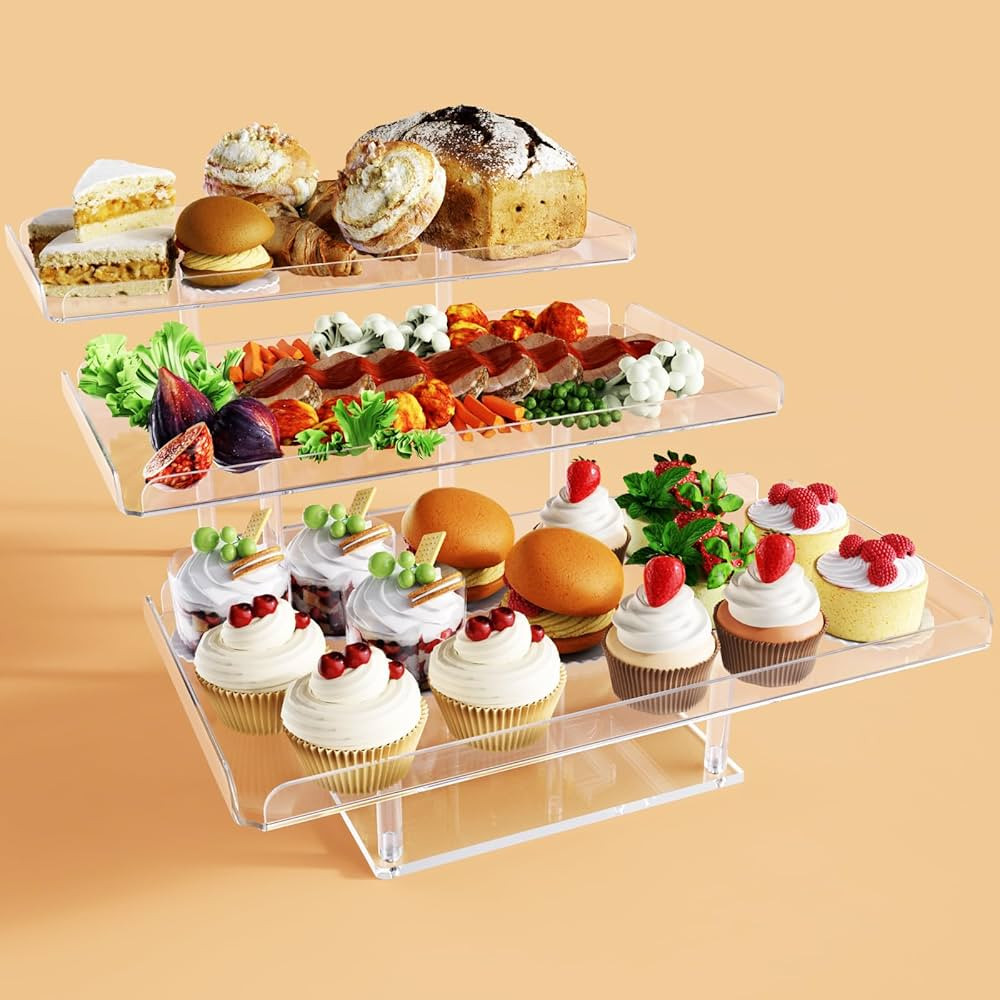 Upgraded Dessert Table Display Set, Acrylic Cupcake Buffet Dessert Risers Stands, Tier Serving Tr... | Amazon (US)