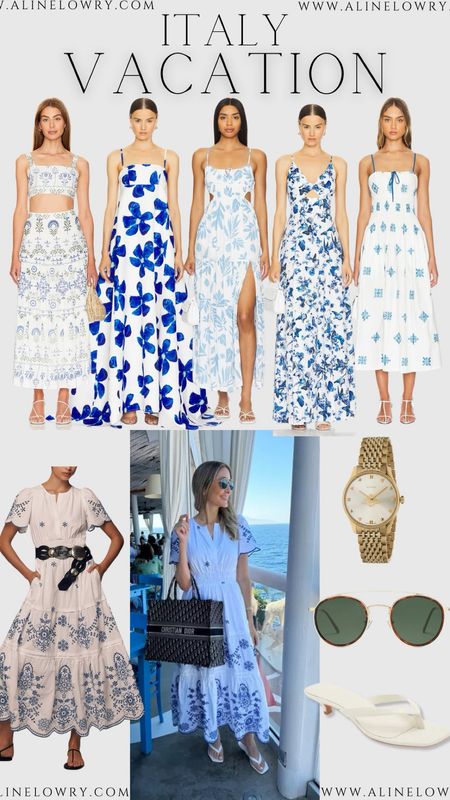 Italy vacation outfit idea - restaurant by the beach outfit. Blue and white dress. European summer outfit 

#LTKSeasonal #LTKU #LTKStyleTip