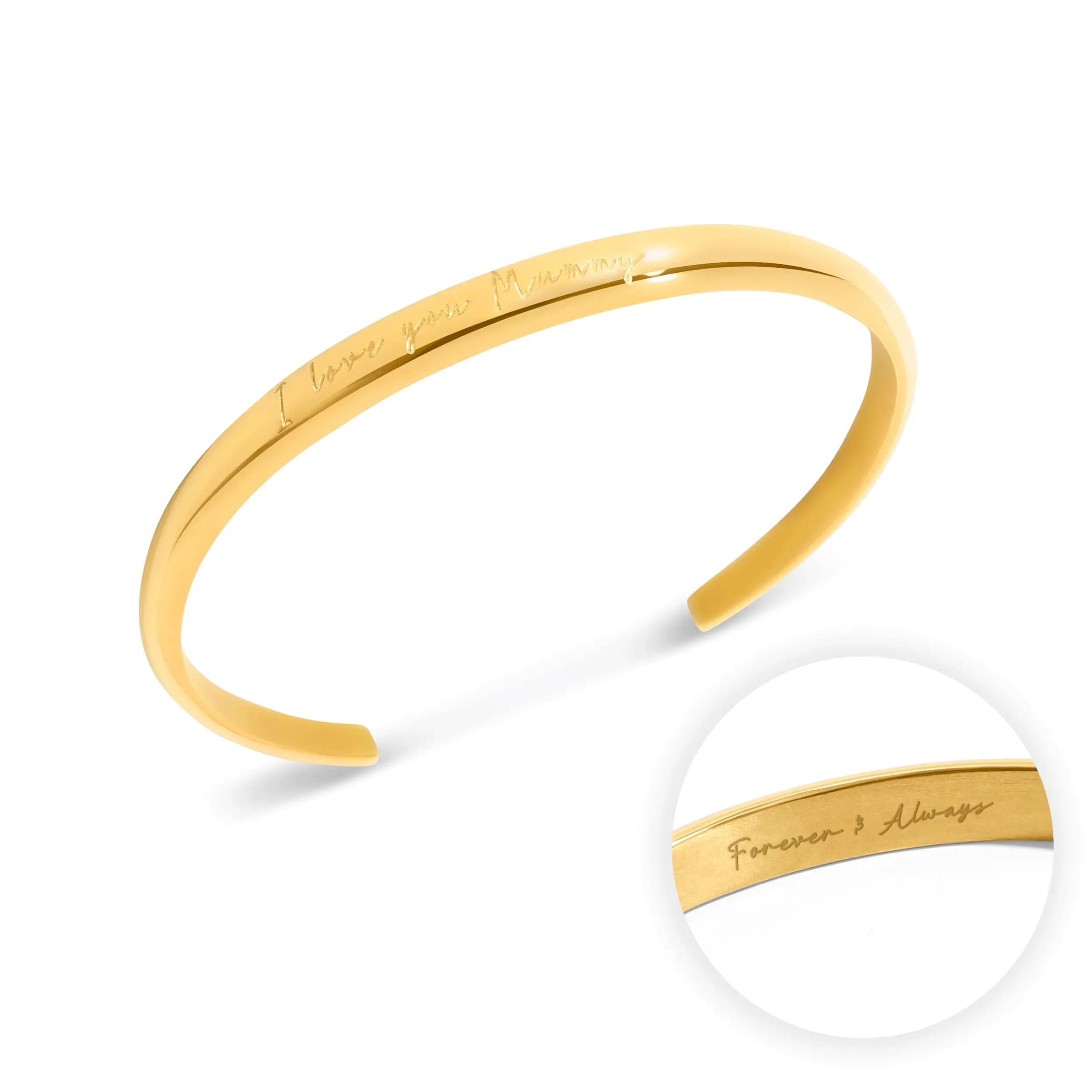 Custom Handwritten Domed Bangle (Gold) | Abbott Lyon