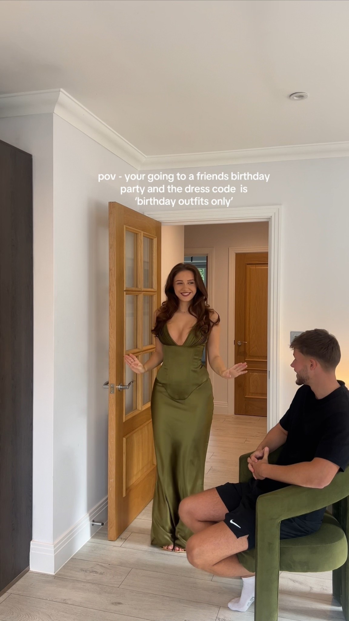 Olivia Green is IN the colour of the season in a satin co ord I wear XS 