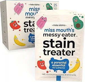 Miss Mouth's Messy Eater Stain Treater Wipes - 25 Pack Stain Remover - Newborn & Baby Essentials ... | Amazon (US)
